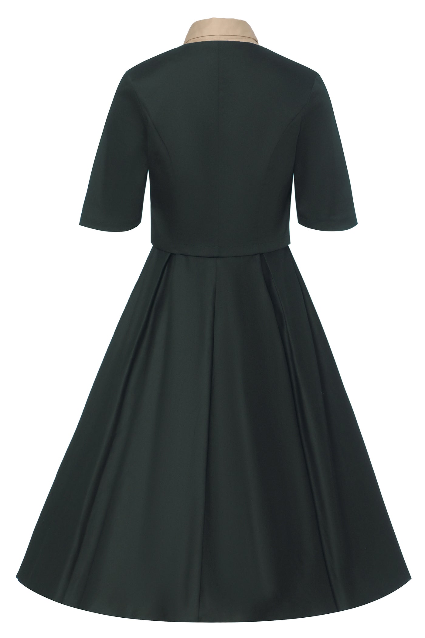 Back view of Dark Green Bolero Jacket with our Lisa Dress