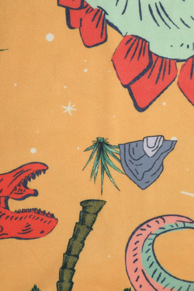 Close up view of Dinosaur Extinction Asteroid Dress