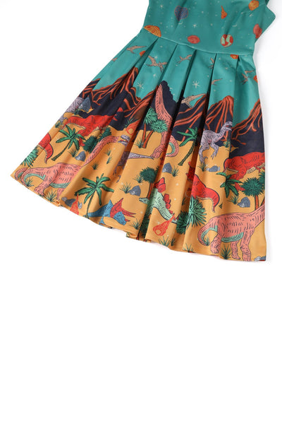 Close up view of Dinosaur Extinction Asteroid Dress