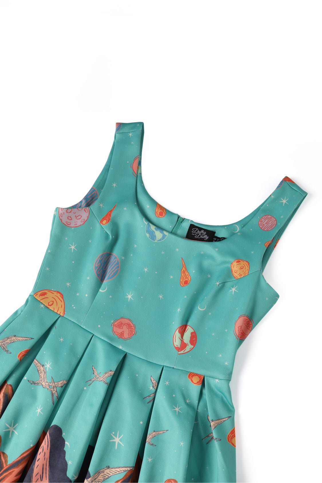Close up view of Dinosaur Extinction Asteroid Dress