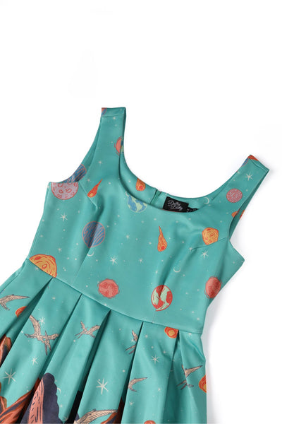 Close up view of Dinosaur Extinction Asteroid Dress