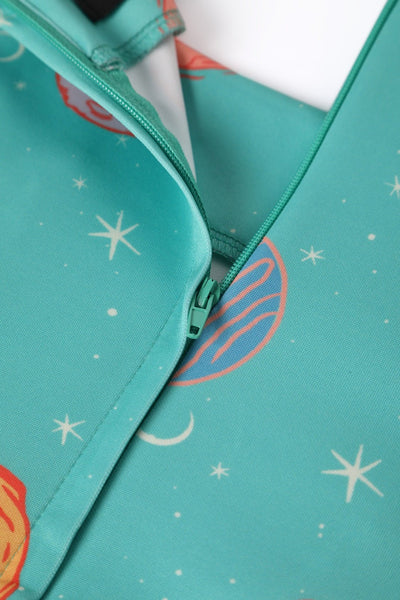 Close up view of Dinosaur Extinction Asteroid Dress