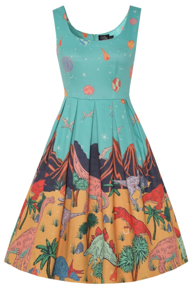 Amanda Black Dinosaur Print Swing Dress