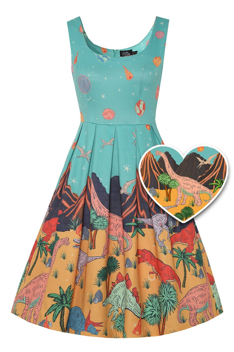 Front view of Dinosaur Extinction Asteroid Dress