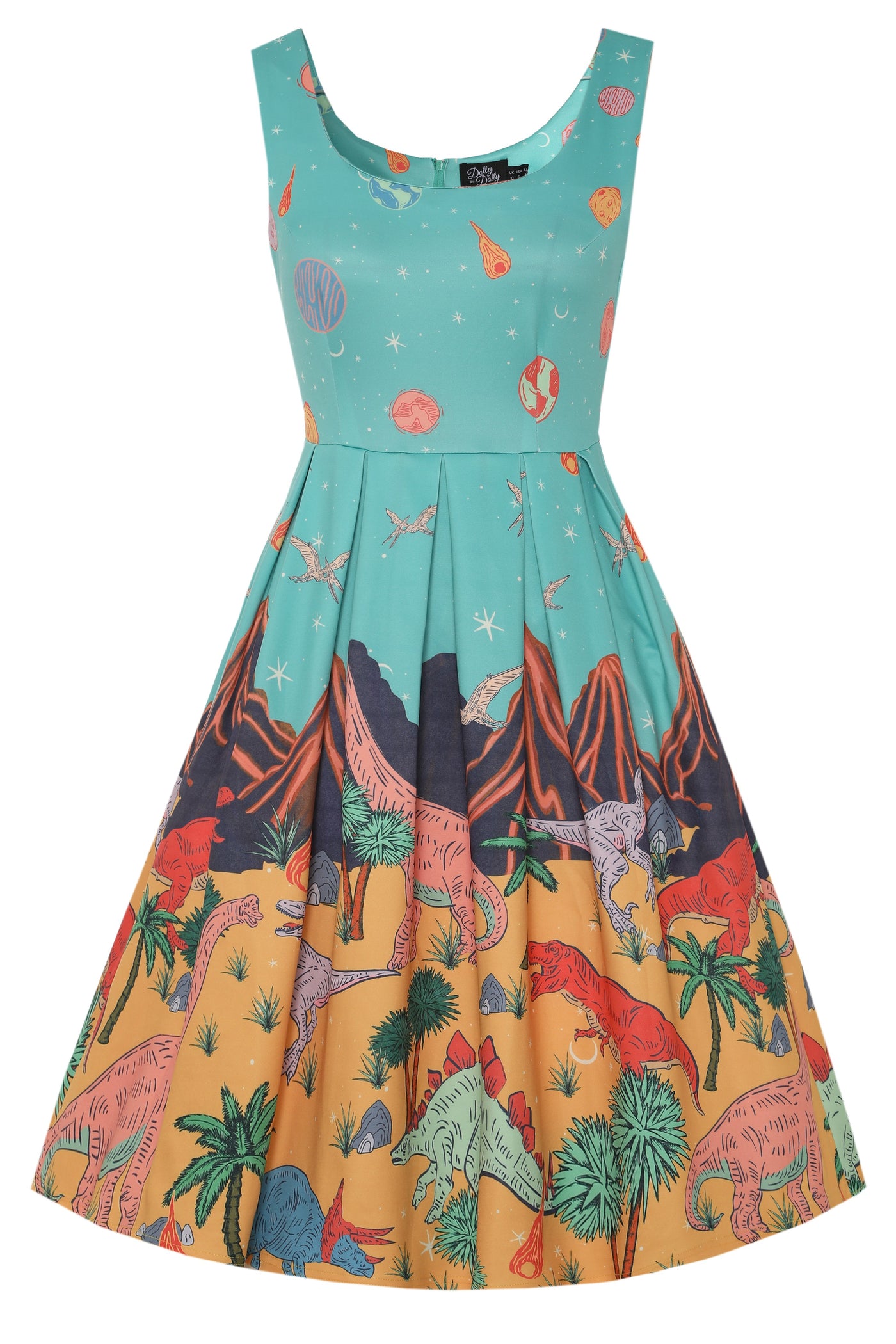Front view of Dinosaur Extinction Asteroid Dress