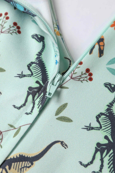 Dinosaur Fossil Print Dress in Green