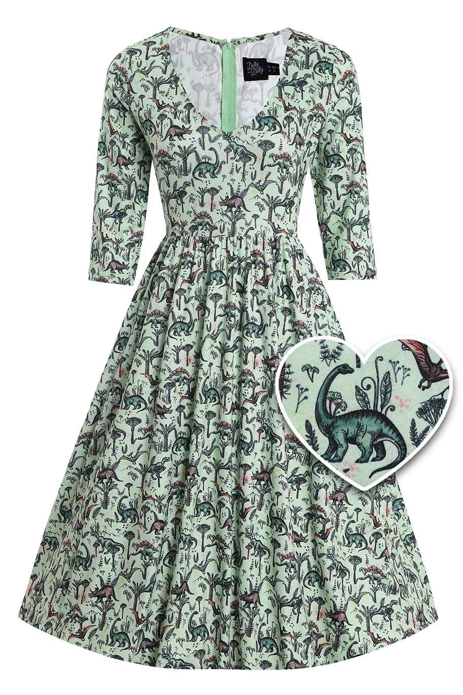 Dinosaur Light Green Long Sleeved Dress