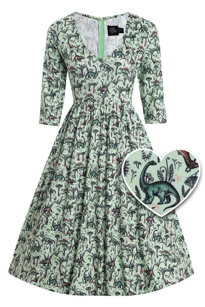 Dinosaur Light Green Long Sleeved Dress