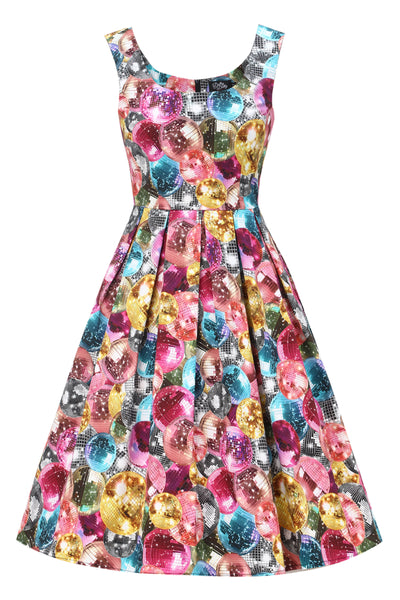 Front view of Amanda Disco Ball Swing Dress