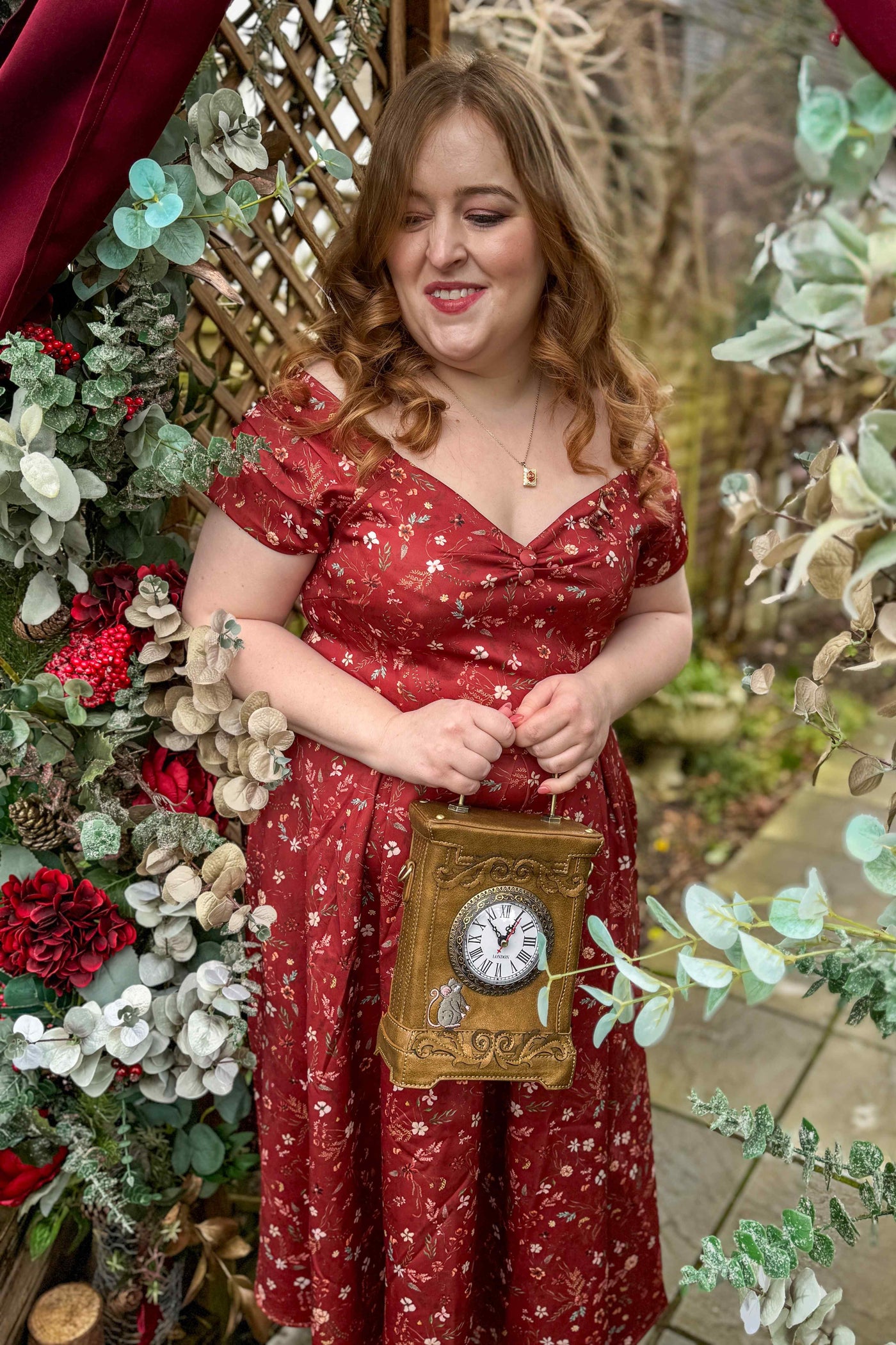 Ditsy Floral Off Shoulder Dress In Red