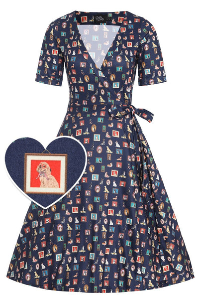 Matilda Dog Picture Frame Wrap Dress - Main Image