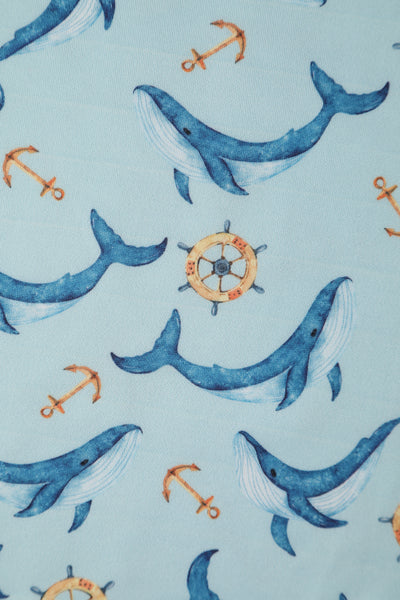 Close up view of Dolphin Swing Dress In Aqua Blue