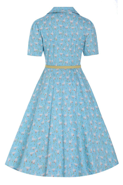 Back view of Duck Farm Shirt Dress In Light Blue