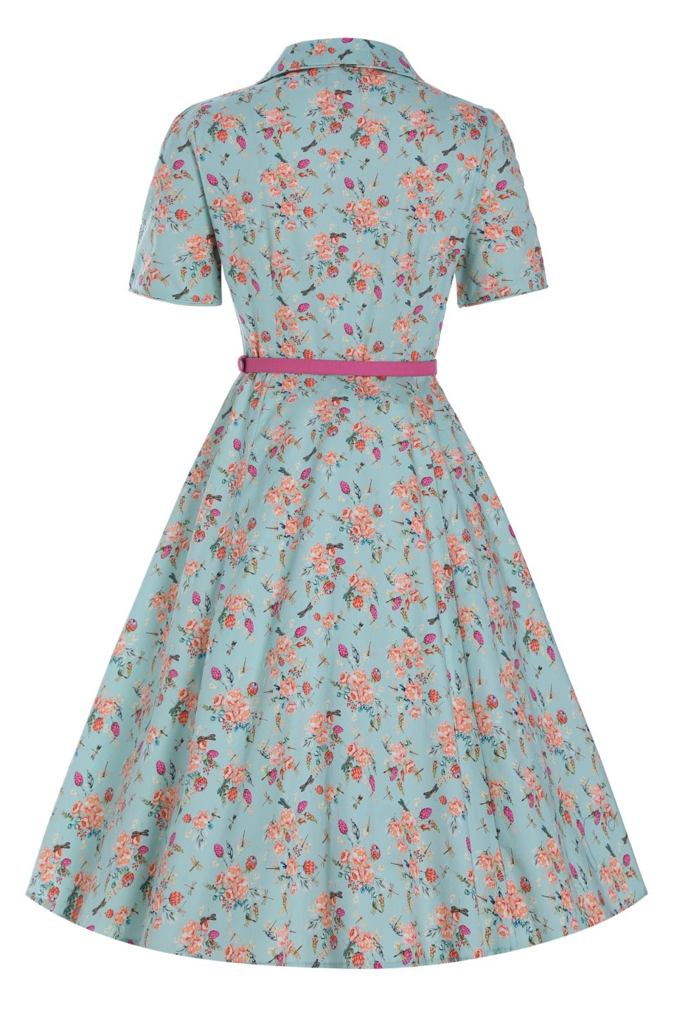 Back view of Mint Green Floral Shirt Dress