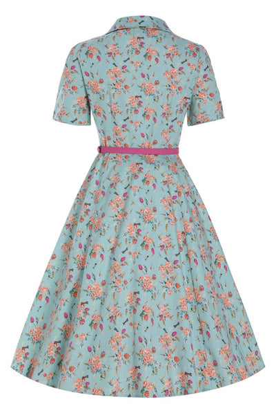 Back view of Mint Green Floral Shirt Dress