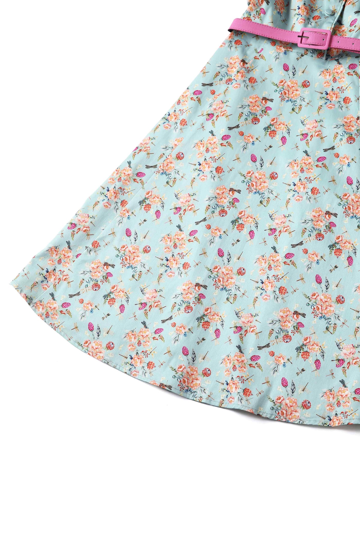 Close up view of Mint Green Floral Shirt Dress
