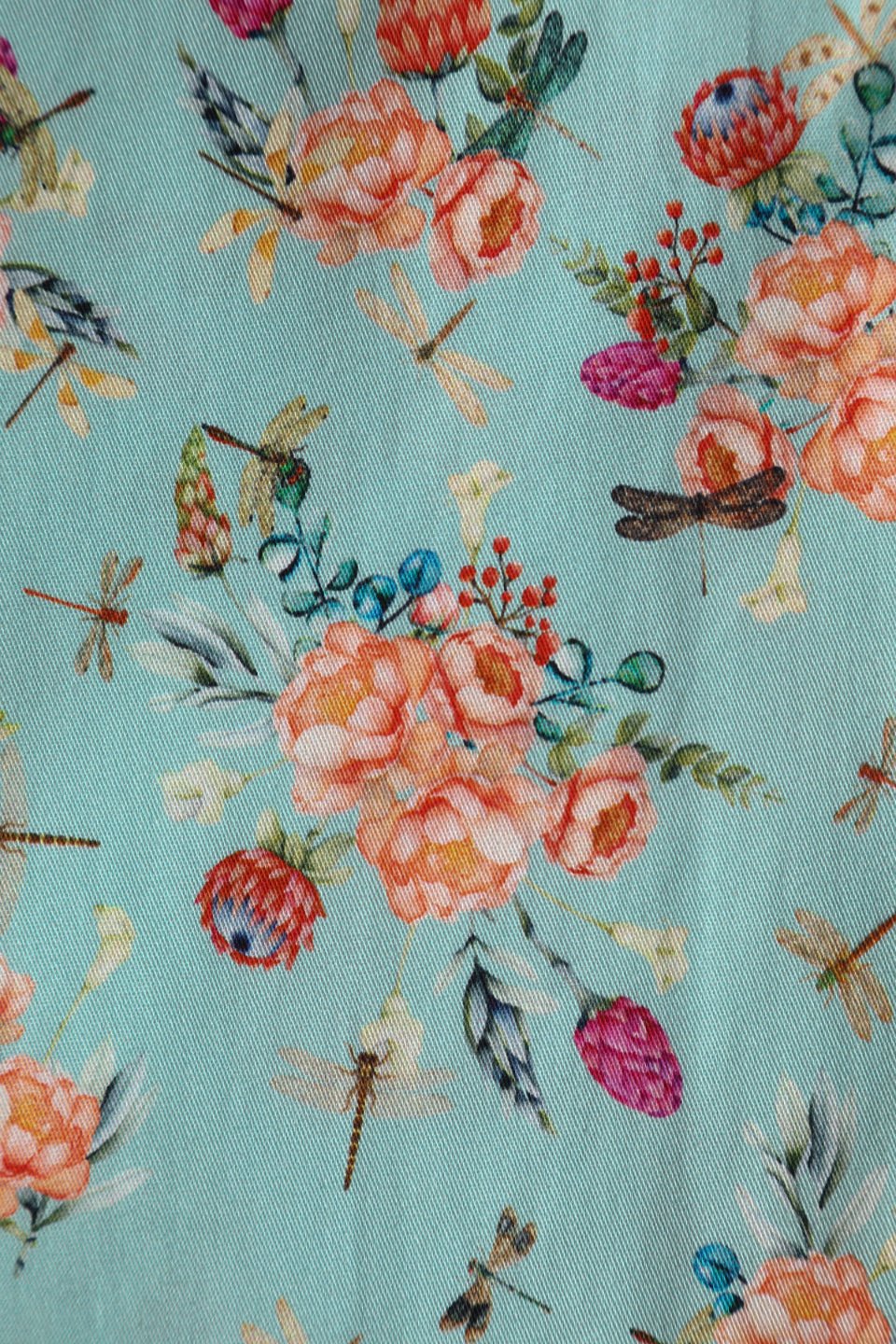 Close up view of Mint Green Floral Shirt Dress