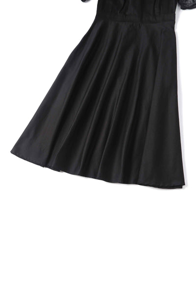 Close up view of Elizabeth II Short Sleeved Polka Dot Mesh Dress