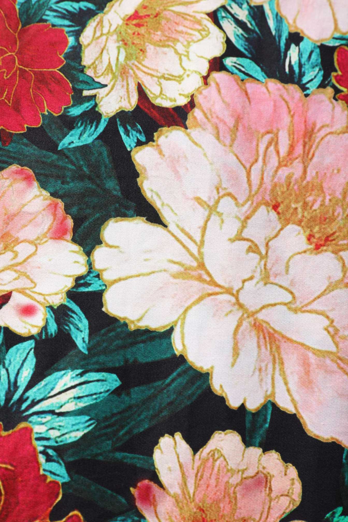 Pattern of Elizabeth Vintage Style Floral Party Dress in Black/Pink