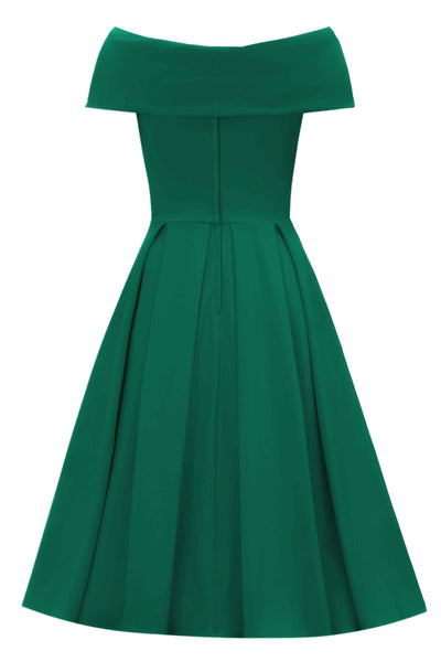 Back view of Emerald Green Off Shoulder Dress