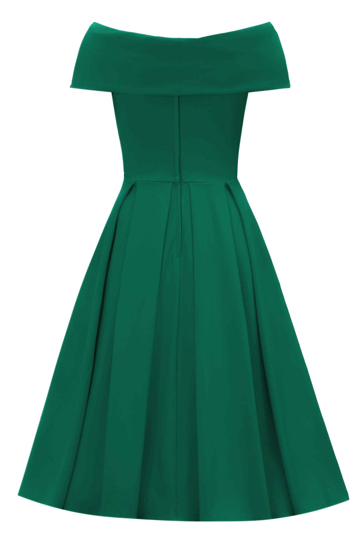 Midi Dress Green Shoulder Dress Mother Of The Bride's Emerald Green Midi  Dress With Pockets
