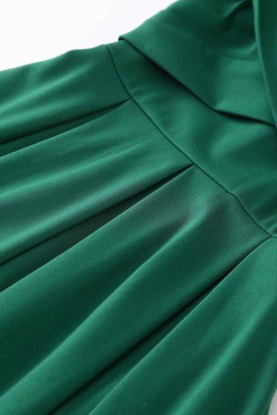 Close up view of Emerald Green Off Shoulder Dress