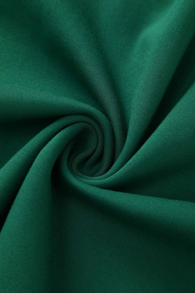 Close up view of Emerald Green Off Shoulder Dress