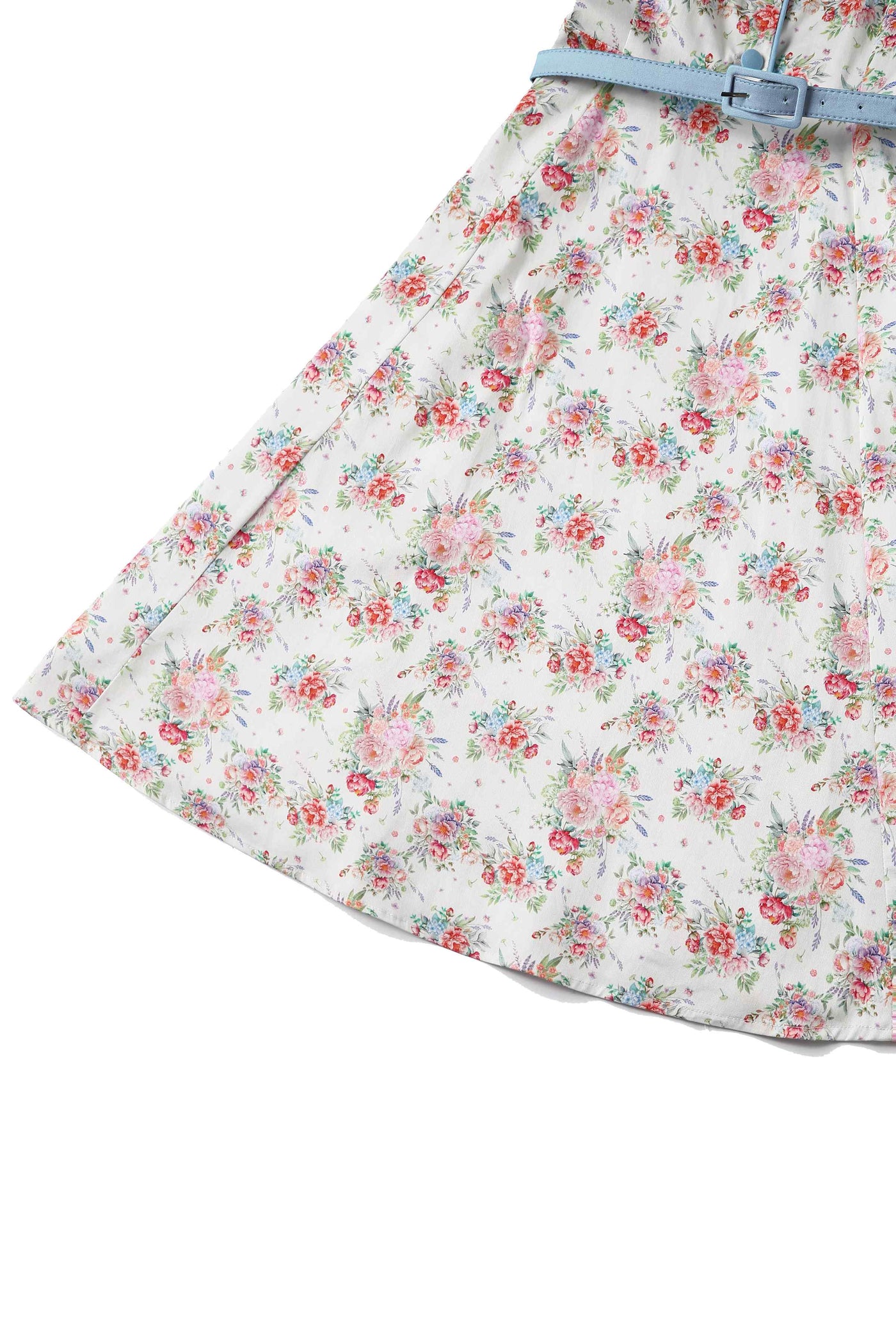 Close up view of English Garden Shirt Dress In White