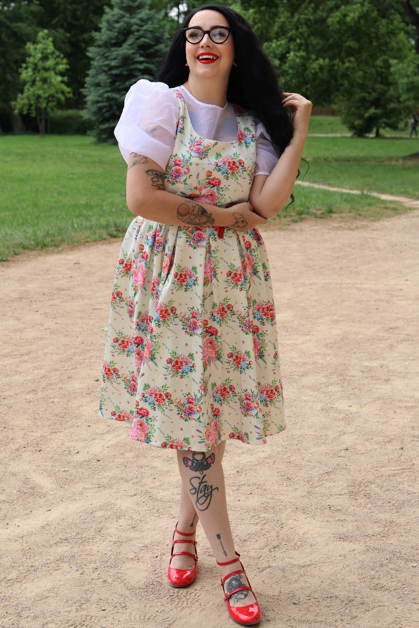 Model wearing an English Garden Swing Dress