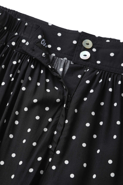 Zipper of Estelle Black Polka Dot Midi Skirt
