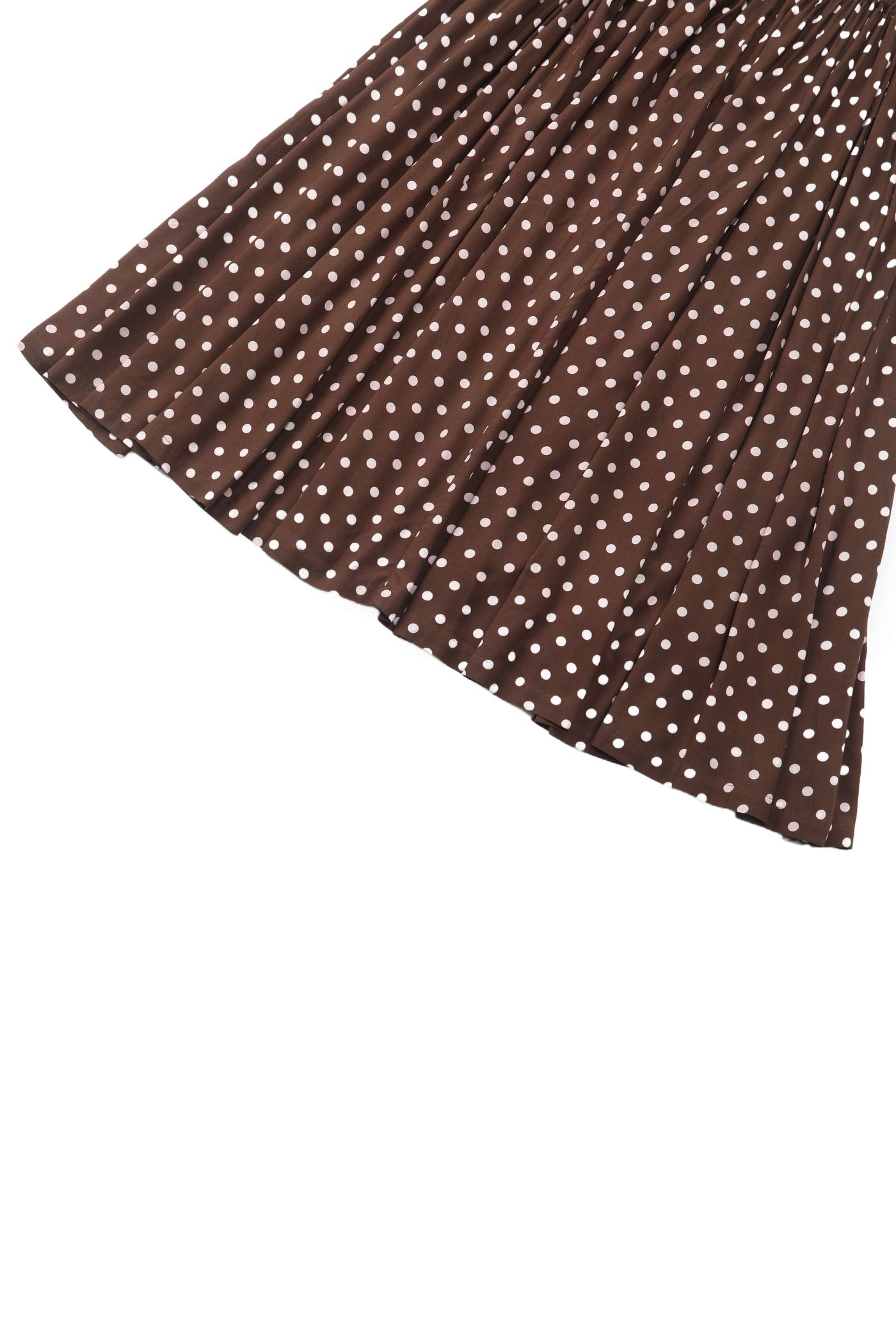 Close up view of Estelle Brown Polka Dot Midi Skirt