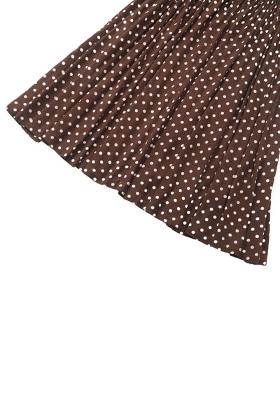 Close up view of Estelle Brown Polka Dot Midi Skirt