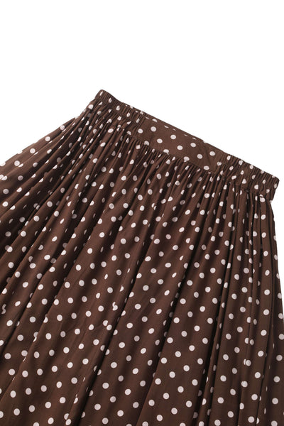 Waist band of Estelle Brown Polka Dot Midi Skirt