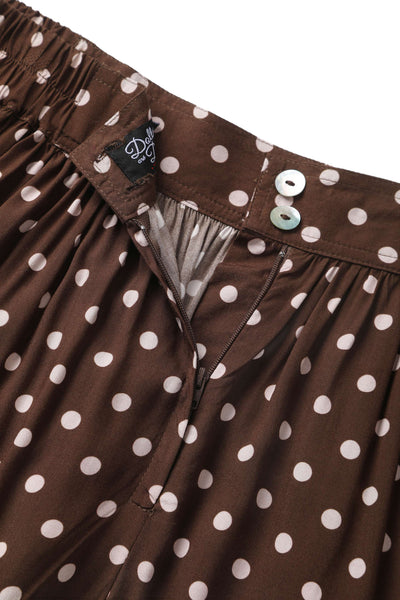 Zipper of Estelle Brown Polka Dot Midi Skirt