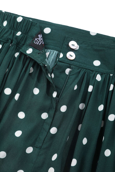 Waist band of Estelle Green Polka Dot Midi Skirt