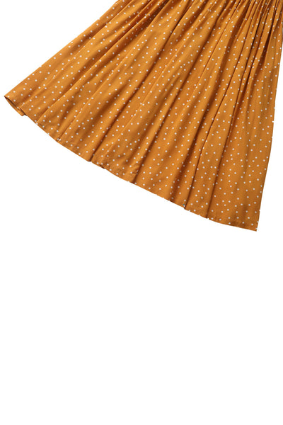 Close up view of Estelle Terracotta Polka Dot Midi Skirt