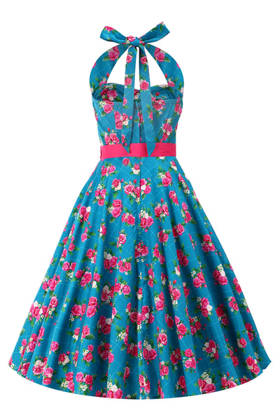 Back view of Fifties Style Rose Halter Dress