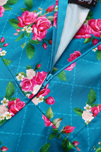Close up view of Fifties Style Rose Halter Dress