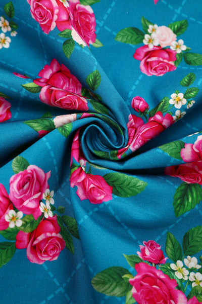 Close up view of Fifties Style Rose Halter Dress