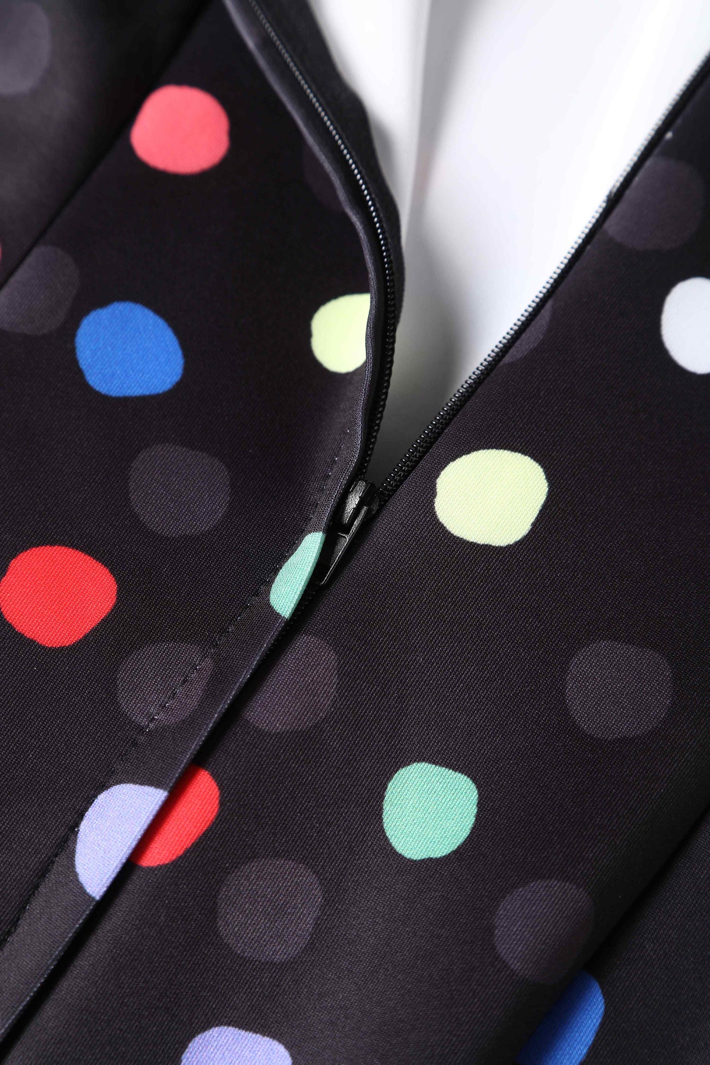 Close up Fitted Collar Dress in Colourful Polka Print