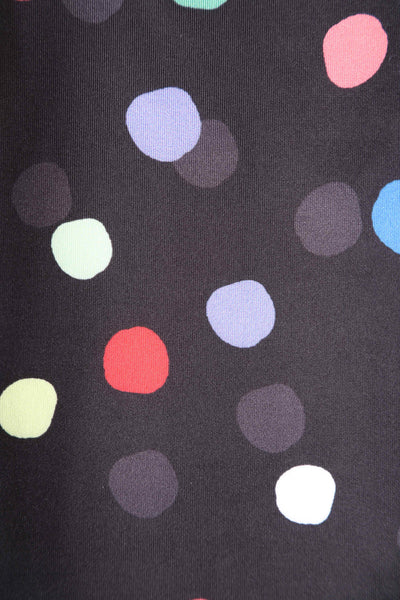 Close up view of Fitted Collar Dress in Colourful Polka Print