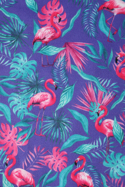 Close up View of Flamingo Flared Dress in Purple
