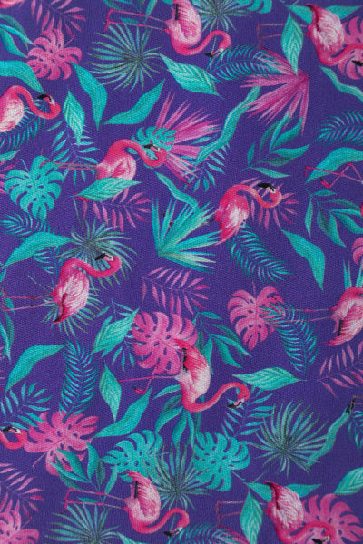Close up View of Flamingo Pleated Bust Dress in Purple