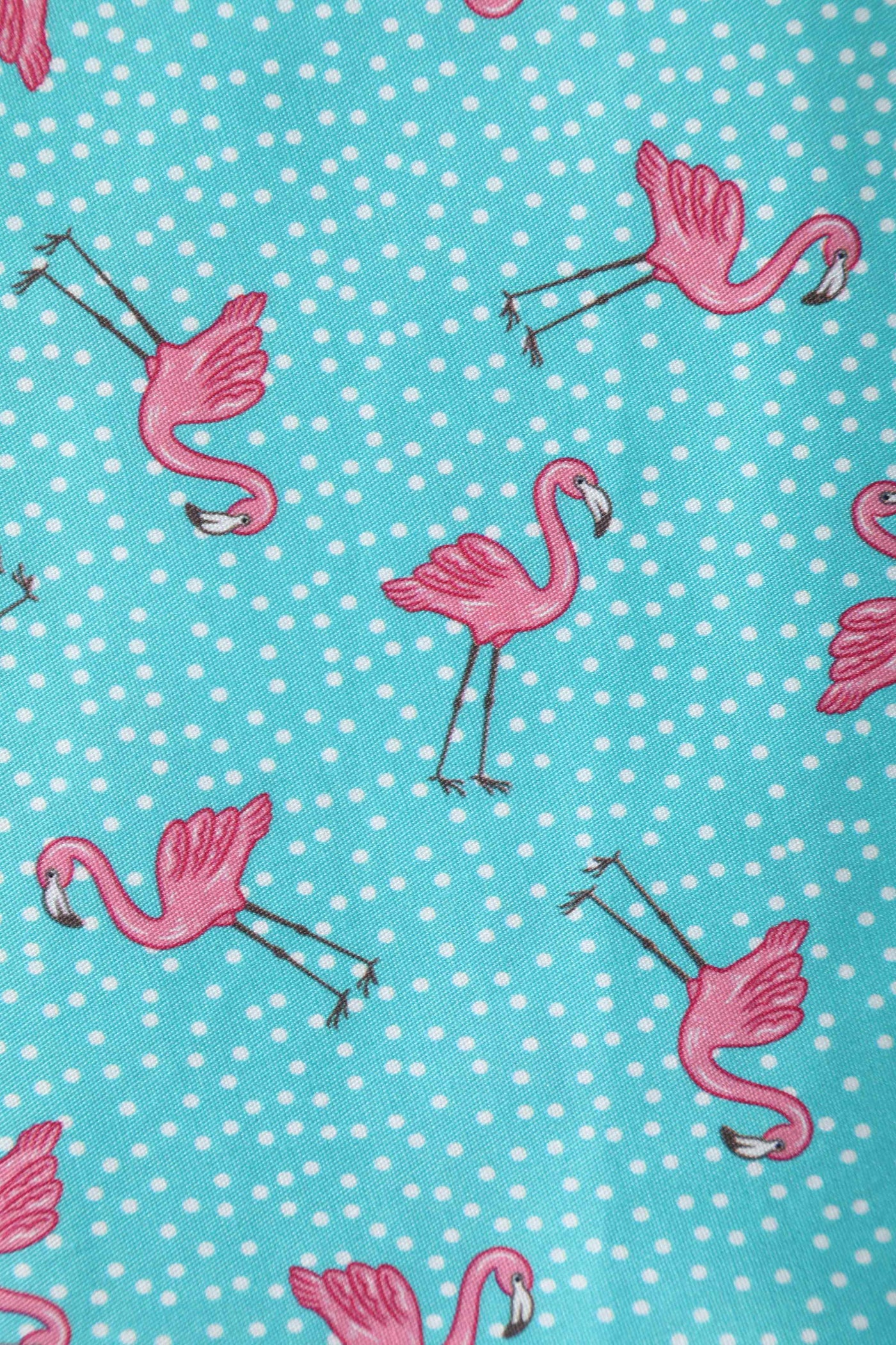 Close up View of Flamingo Pleated Bust Dress in Turquoise