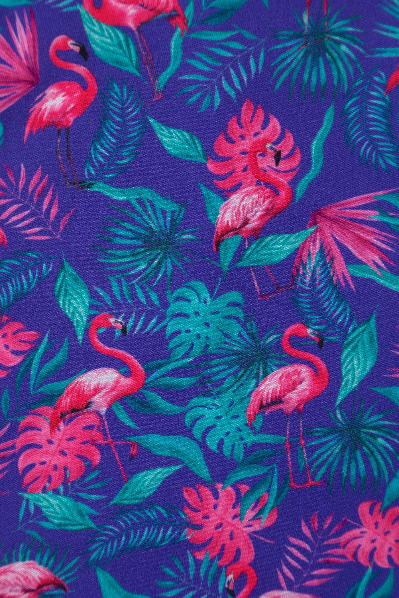 Purple Flamingo Crossover Bust Tea Dress
