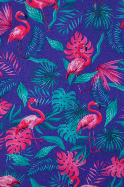 Purple Flamingo Crossover Bust Tea Dress