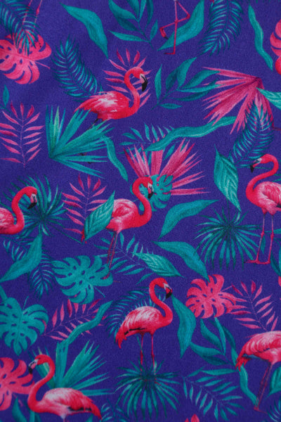 Purple Flamingo Crossover Bust Tea Dress