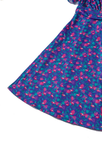 Purple Flamingo Crossover Bust Tea Dress