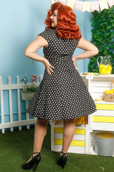 Model photo of Flirty Fifties Style Dress in Black