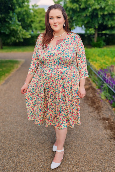 Model photo of Flock Star Flamingo Flared Dress